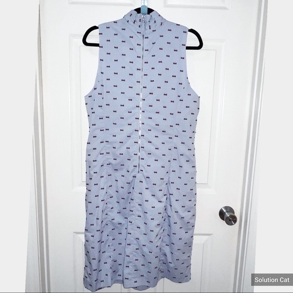 New  Banana Republic bow tie sleeveless light Bleu Dress plus Size 14 - Picture 4 of 7